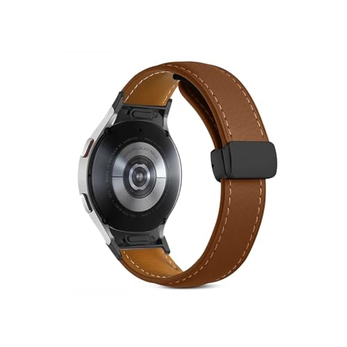 PTLYE Keine Lücken 20 22 mm Lederarmband for Samsuang Galaxy Watch 6 4 Classic 43 47 mm Magnetschnallenarmband for Galaxy Watch 6 5 4 40 44 mm (Color : Brown Black, Size : For Watch 5 Pro 45mm) von PTLYE