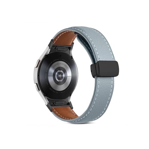PTLYE Keine Lücken 20 22 mm Lederarmband for Samsuang Galaxy Watch 6 4 Classic 43 47 mm Magnetschnallenarmband for Galaxy Watch 6 5 4 40 44 mm (Color : LU Black, Size : For Watch 6 Classic 47mm) von PTLYE