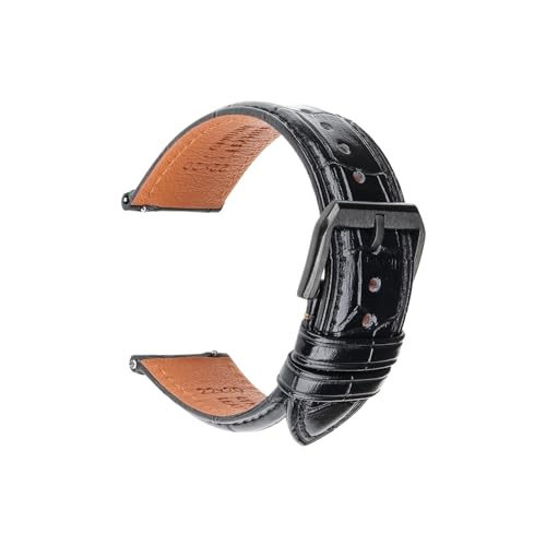 PTLYE Lederarmband, Schnellverschluss, Uhrenarmband, Armbänder, Gürtel, Ersatz for 18–24 mm Uhrenarmbänder (Color : Black B, Size : 22mm) von PTLYE