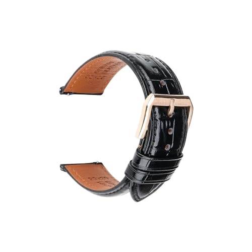 PTLYE Lederarmband, Schnellverschluss, Uhrenarmband, Armbänder, Gürtel, Ersatz for 18–24 mm Uhrenarmbänder (Color : Black RG, Size : 21mm) von PTLYE
