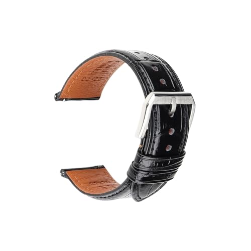 PTLYE Lederarmband, Schnellverschluss, Uhrenarmband, Armbänder, Gürtel, Ersatz for 18–24 mm Uhrenarmbänder (Color : Black S, Size : 22mm) von PTLYE