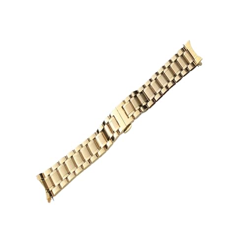 PTLYE Uhrenarmband 12 14 15 16 17 18 19 20 21 mm 22 mm 23 mm 24 mm Edelstahl-Uhrenarmband mit gebogenem Ende und Schmetterlingsschnalle (Color : Gold, Size : 14mm) von PTLYE