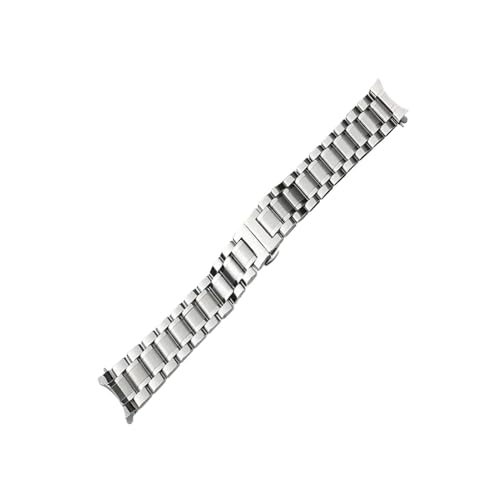 PTLYE Uhrenarmband 12 14 15 16 17 18 19 20 21 mm 22 mm 23 mm 24 mm Edelstahl-Uhrenarmband mit gebogenem Ende und Schmetterlingsschnalle (Color : Silver, Size : 24mm) von PTLYE