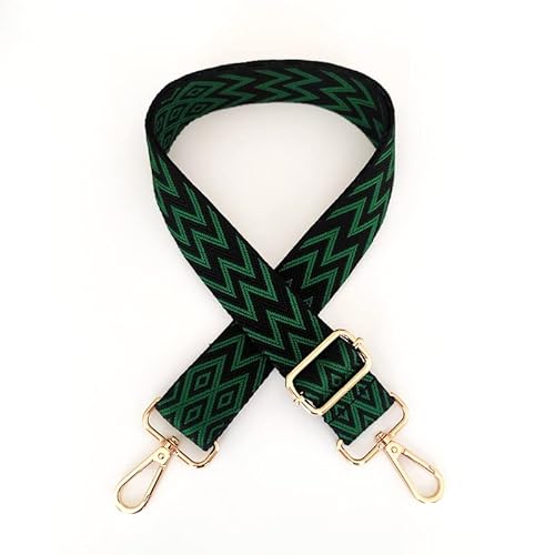 Boho Verstellbar Schulterriemen für Taschen 3.8cm Mehrfarbiger Breiter Taschengurt Schultergurt für Damen und Herren Verstellbar Riemen Taschenhenkel Umhängegurt für Taschen Handtaschen,Grün Schwarz von PTNKUIIY