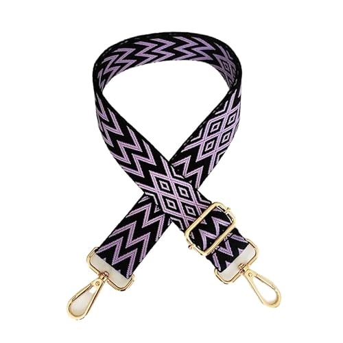 Boho Verstellbar Schulterriemen für Taschen 3.8cm Mehrfarbiger Breiter Taschengurt Schultergurt für Damen und Herren Verstellbar Riemen Taschenhenkel Umhängegurt für Taschen Handtaschen,Lila Schwarz von PTNKUIIY