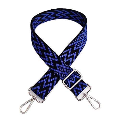 Boho Verstellbar Schulterriemen für Taschen 3.8cm Mehrfarbiger Breiter Taschengurt Schultergurt für Damen und Herren Verstellbar Riemen Taschenhenkel Umhängegurt für Taschen Handtaschen,Schwarz Blau von PTNKUIIY