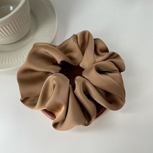PTNKUIIY 4er Set Scrunchies Haargummis Haarringe, Seide Haargummi Haarschmuck Zopfgummi Haare Ringe Pferdeschwanzhalter Elastischem Haarband für Dickes Dünnes Haar für Damen Mädchen -Leichter Kaffee von PTNKUIIY