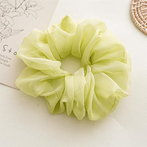 PTNKUIIY 5 Stück Übergroße Haargummis, Scrunchies Haargummi Damen Weiche Haargummi Scrunchies Haargummis aus Chiffon Vintage Pferdeschwanz Halter Haarschmuck für Frauen und Mädchen -Grün von PTNKUIIY