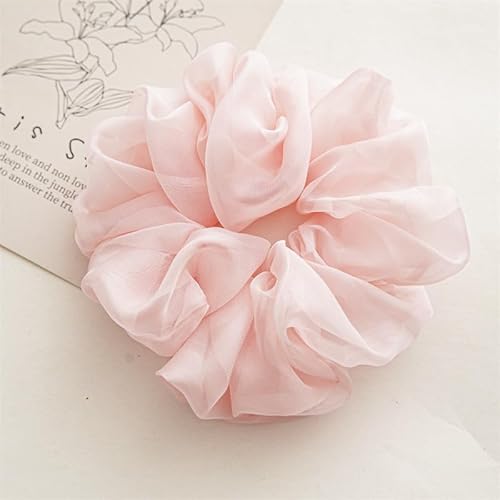 PTNKUIIY 5 Stück Übergroße Haargummis, Scrunchies Haargummi Damen Weiche Haargummi Scrunchies Haargummis aus Chiffon Vintage Pferdeschwanz Halter Haarschmuck für Frauen und Mädchen -rosa von PTNKUIIY