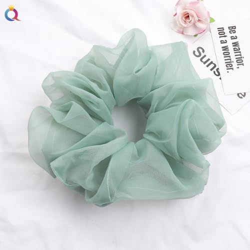PTNKUIIY Scrunchies Haargummi Damen, 5 Stück Übergroße Haargummis Elastische Haarbänder Vintage Pferdeschwanz Halter Scrunchies für Lange Feine Oder Dicke Lockige Haare Mädchen -Grün von PTNKUIIY