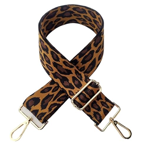 PTNKUIIY Taschengurt Verstellbar Schulterriemen für Taschen 80-130cm mit Karabiner Leopard Muster 5cm Breit Schultergurt Trageriemen Umhängegurt DIY Zubehör für Tasche Handtaschen für Damen,Braun von PTNKUIIY