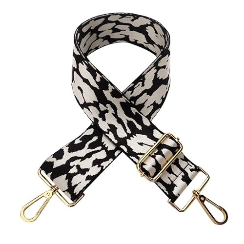 PTNKUIIY Taschengurt Verstellbar Schulterriemen für Taschen 80-130cm mit Karabiner Leopard Muster 5cm Breit Schultergurt Trageriemen Umhängegurt DIY Zubehör für Tasche Handtaschen für Damen,Weiß von PTNKUIIY