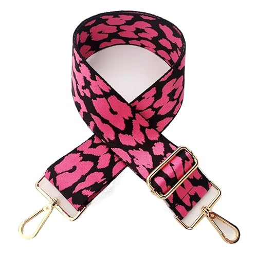 PTNKUIIY Taschengurt Verstellbar Schulterriemen für Taschen 80-130cm mit Karabiner Leopard Muster 5cm Breit Schultergurt Trageriemen Umhängegurt DIY Zubehör für Tasche Handtaschen für Damen,Rose von PTNKUIIY