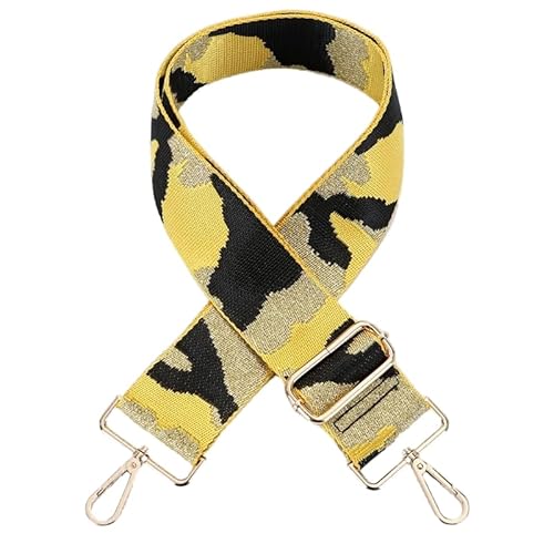 PTNKUIIY Verstellbarer Schulterriemen für Taschen, 80-130cm Bunt Taschengurt mit Karabiner 5cm Breit Camouflage Schultergurt Tragegurt Umhängegurt für Handtaschen für Damen Herren, Gelb von PTNKUIIY