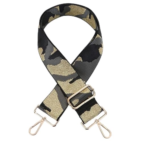 PTNKUIIY Verstellbarer Schulterriemen für Taschen, 80-130cm Bunt Taschengurt mit Karabiner 5cm Breit Camouflage Schultergurt Tragegurt Umhängegurt für Handtaschen für Damen Herren, Grau Schwarz von PTNKUIIY