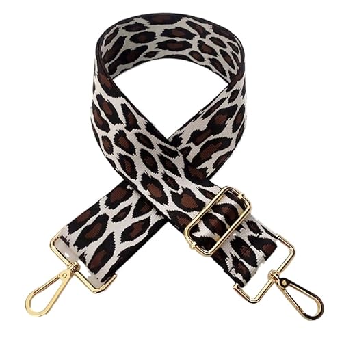 Taschengurt Verstellbar Schulterriemen für Taschen 80-130cm mit Karabiner Leopard Muster 5cm Breit Schultergurt Trageriemen Umhängegurt DIY Zubehör für Tasche Handtaschen für Damen,Braun Weiß von PTNKUIIY