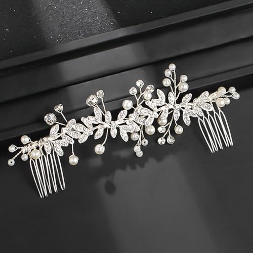 Kristall-Braut-Haarkamm mit Strass-Blättern und glitzernden Haarteilen für Frauen – Silberfarbener Hochzeits-Haarschmuck für Braut und Brautjungfer Kristall-Braut-Haarkamm mit Strass-Blättern und glitzernden Haarteilen für Frauen – Silberfarbener Hochzeits-Haarschmuck für Braut und Brautjungfer von PTORIZNY
