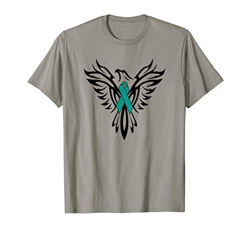 PTSD Awareness Apparel Phoenix Teal Ribbon Men Women Family T-Shirt von PTSD Awareness Apparel Phoenix Teal Ribbon