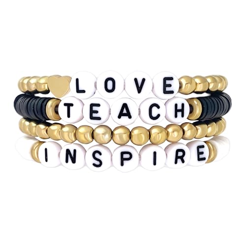 4 Stück Perlen-Lehrer-Armband für Frauen, Liebeslehrer-Inspiration, handgefertigte Lehrer-Armbänder, stapelbare Armbänder für Lehrer, one size, Kein Edelstein 4 Stück Perlen-Lehrer-Armband für Frauen, Liebeslehrer-Inspiration, handgefertigte Lehrer-Armbänder, stapelbare Armbänder für Lehrer, one size, Kein Edelstein von PUBBCIA