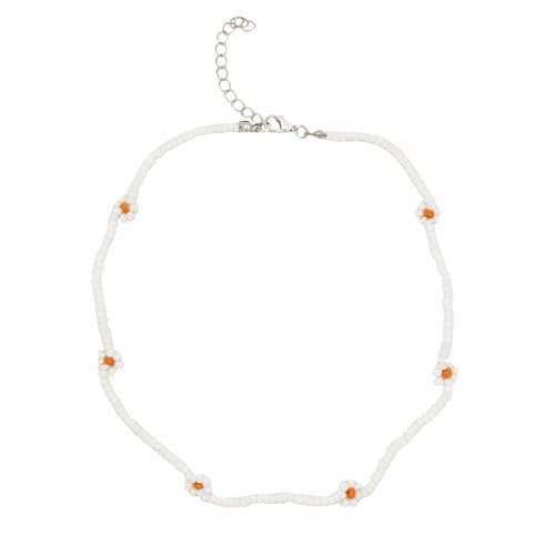 PUBBCIA Gänseblümchen-Halskette für Damen, weiße Gänseblümchen, Choker-Halskette, Sommer-Halskette, Schmuck (weiße Perle) von PUBBCIA