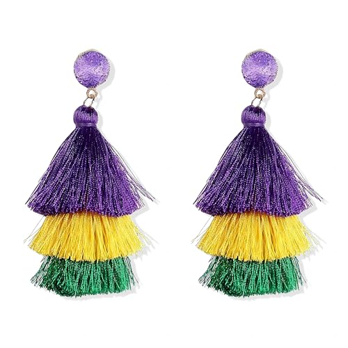 PUBBCIA Mardi Gras Ohrringe für Frauen, Schichtblatt, Mardi Gras, baumelnde Ohrringe, Hut, Acryl-Ohrringe, Fat Tuesday, Feiern, Kleid, Accessoires, Festival, Schmuck, Geschenke (L) von PUBBCIA