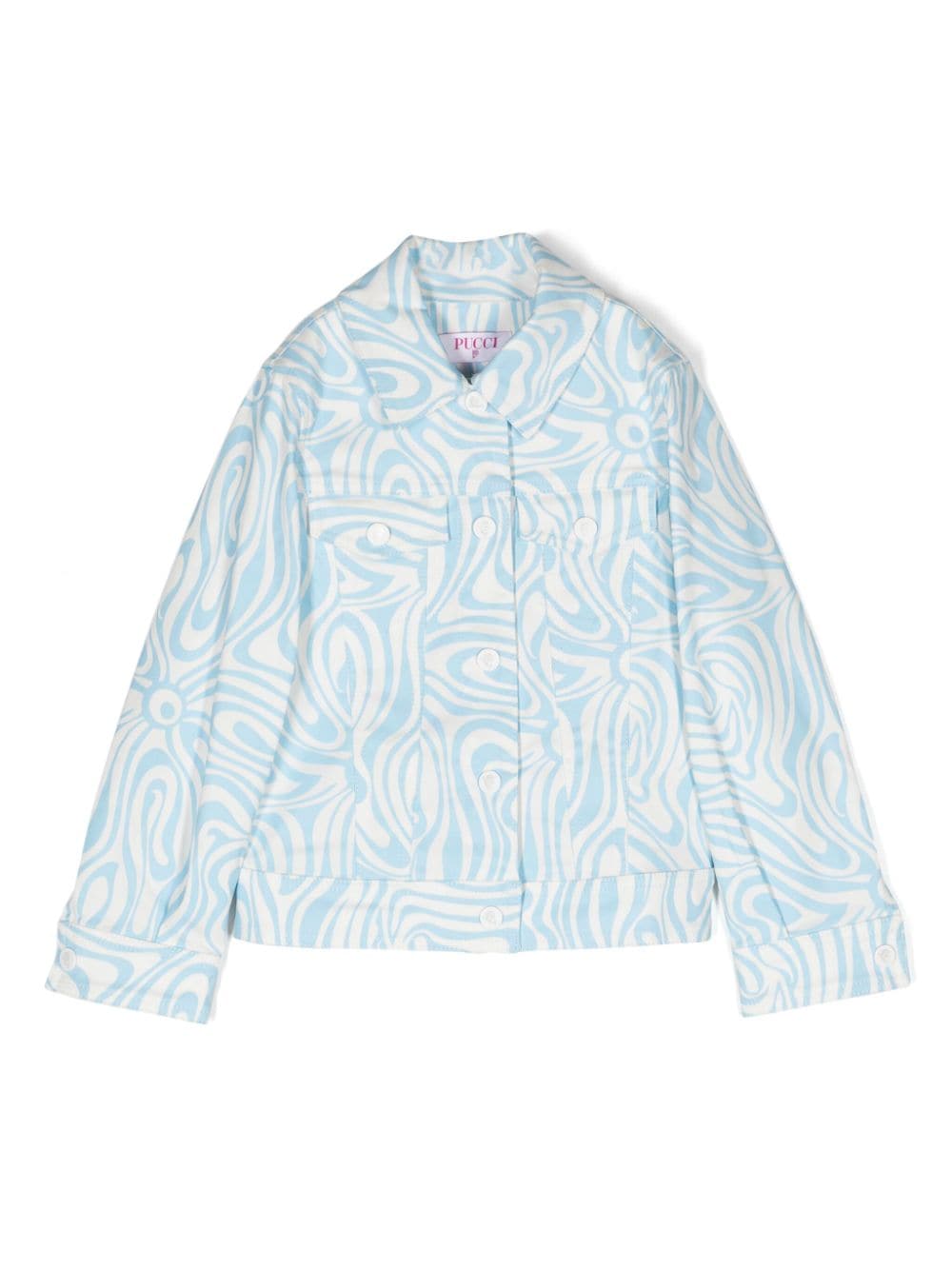 PUCCI Junior Jeansjacke mit Marmo-Print - Blau von PUCCI Junior