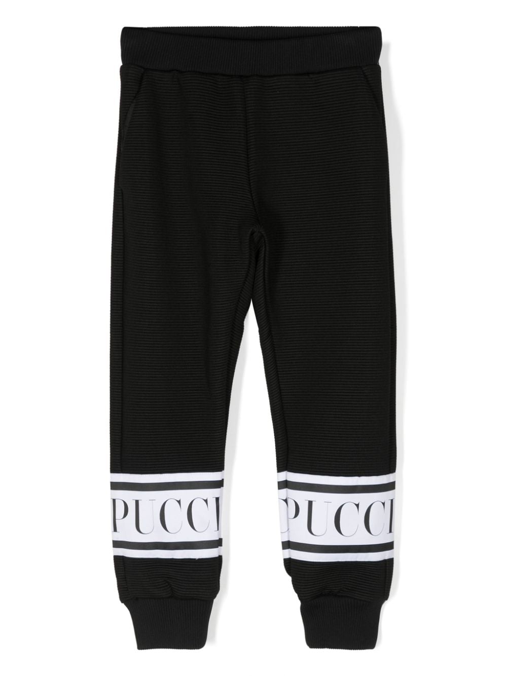 PUCCI Junior logo-print ribbed track pants - Schwarz von PUCCI Junior