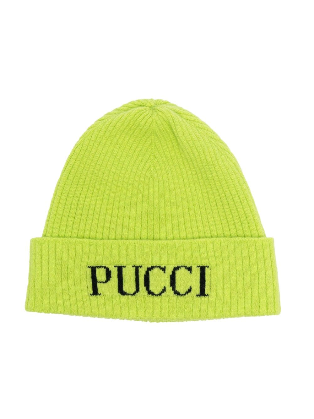 PUCCI Junior Gerippte Beanie mit Intarsien-Logo - Grün von PUCCI Junior