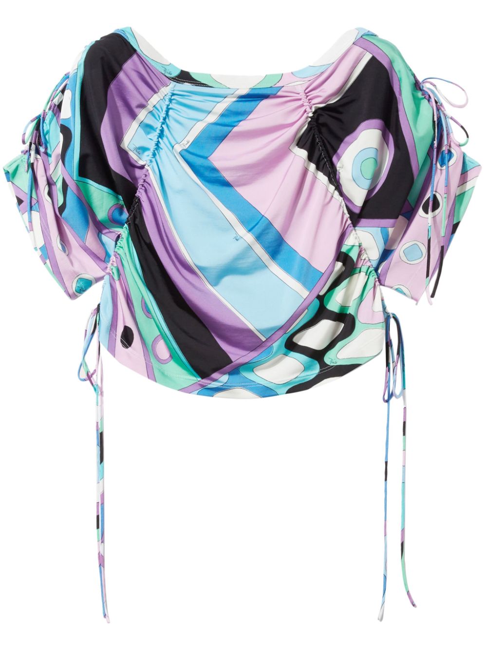 PUCCI Cropped-Bluse mit Blumen-Print - Blau von PUCCI