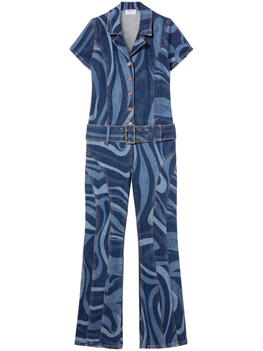 PUCCI Denim-Jumpsuit mit Marmo-Print - Blau von PUCCI