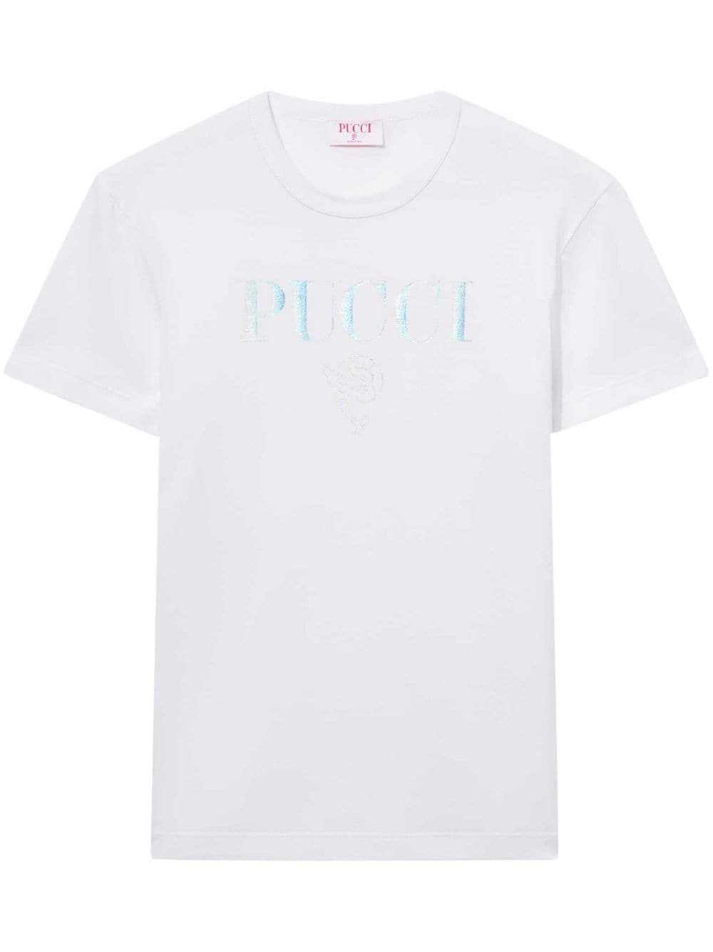 PUCCI T-Shirt mit Logo-Stickerei - Weiß von PUCCI