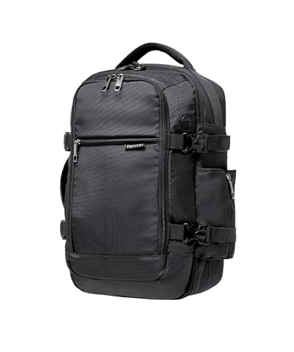 PUCCINI Easy Pack Handgepäck Rucksack 40x20x25 cm für Ryanair Reiserucksack Unter Sitzplatz Kabinentasche Flugzeug Reisetasche für Herren und Damen Multifunktionsrucksack 18L Schwarz von PUCCINI