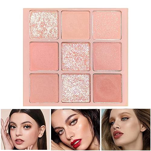 Bunte Lidschattenpalette | Helle Make-up-Palette mit 9 Farben,Professionelle Kosmetik mit leuchtenden Farben – farbenfroher, leicht zu verblendender gepresster Lidschatten, wasserfester von PUCHEN