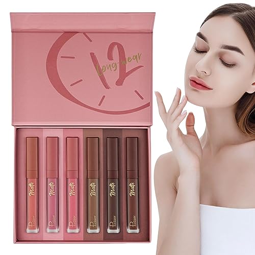 Mattes Lippenstift-Make-up-Set, Wasserdichtes 6-teiliges Matte-Lippenstift-Set für Damen, Smooth Lip Makeup Tool Geschenke für Geburtstage, Weihnachten, Halloween, Thanksgiving Puchen von PUCHEN