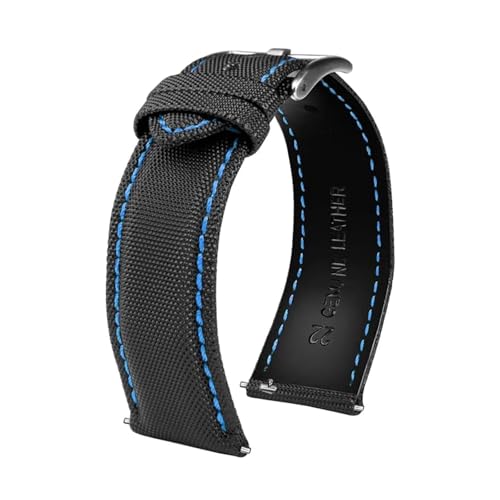 PUCHEN 20 mm 21 mm 22 mm 23 mm 24 mm Nylon + Lederarmband Uhrenersatzarmband Herrenuhrzubehör,24mm von PUCHEN