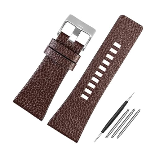 PUCHEN Armband aus echtem Leder Schwarz/Braun Uhrenarmband 22 mm – 32 mm Großes Zubehör für Herrenuhren,27mm von PUCHEN