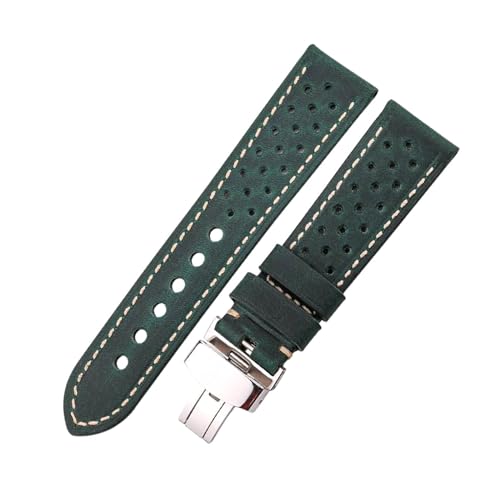 PUCHEN Atmungsaktives Vintage-Leder-Uhrenarmband, 20mm, 22mm, 24mm, Ersatzarmband für Herrenuhren, 22mm von PUCHEN