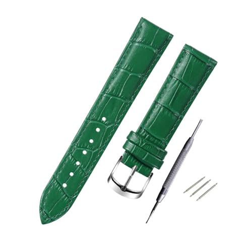 PUCHEN Bunte Leder-Uhrenarmbänder, 12mm – 20mm, Ersatzarmband für Herren- und Damenuhren für Uhrenzubehör, Grün, 12mm von PUCHEN