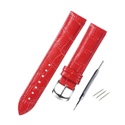 PUCHEN Bunte Leder-Uhrenarmbänder, 12mm – 20mm, Ersatzarmband für Herren- und Damenuhren für Uhrenzubehör, Rot, 17mm von PUCHEN