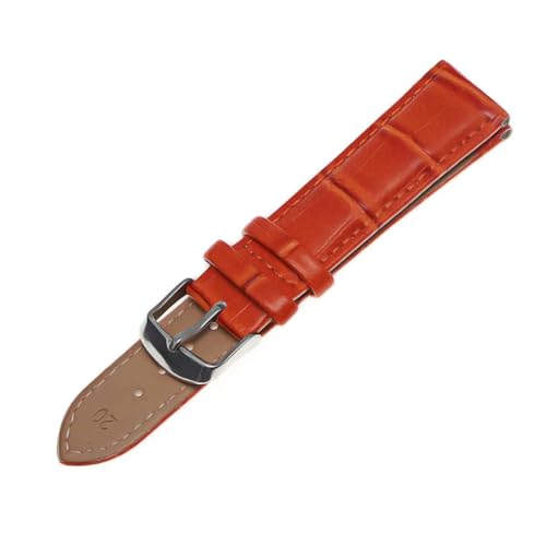 PUCHEN Buntes Leder-Uhrenarmband, 12mm – 22mm, Ersatzarmband für Herren und Damen, Uhrenzubehör, Orange, 12mm von PUCHEN