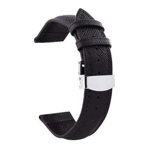 PUCHEN Herren-Uhrenarmband aus Leder, 12mm – 22mm, faltbare Schließe, Uhrenarmband, Uhrenzubehör, Schwarz, 20mm von PUCHEN