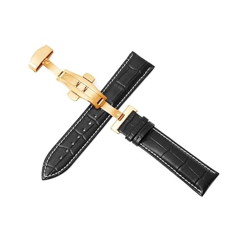 PUCHEN Leder-Uhrenarmbänder, 12mm – 24mm, Uhrenzubehör, Uhrenarmband mit automatischer Butterfly-Schnalle, 14mm von PUCHEN