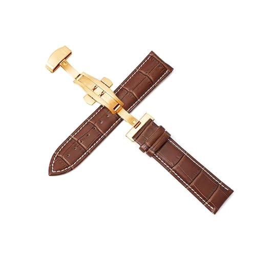 PUCHEN Leder-Uhrenarmbänder, 12mm – 24mm, Uhrenzubehör, Uhrenarmband mit automatischer Butterfly-Schnalle, 19mm von PUCHEN