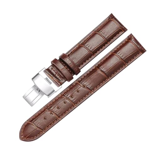 PUCHEN Leder-Uhrenarmbänder, 14mm – 24mm, Uhrenarmband, faltbare Schließe, Uhrenarmband, Herrenuhr-Zubehör, Braun, 20mm von PUCHEN