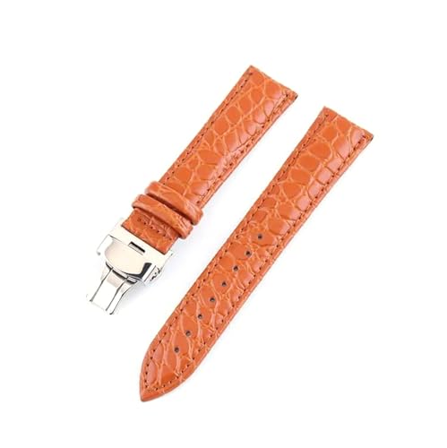 PUCHEN Leder-Uhrenarmband, 12mm – 24mm, Ersatzarmband für Herrenuhren mit Edelstahl-Schmetterlingsschließe, Hellbraun, 17mm von PUCHEN
