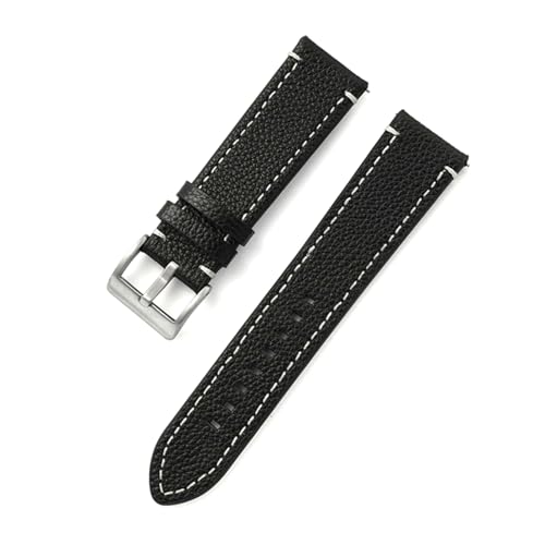 PUCHEN Leder-Uhrenarmband, 18mm, 20mm, 22mm, 24mm, Schnellverschluss-Uhrenarmband, Ersatzarmband, Schwarz, 20mm von PUCHEN