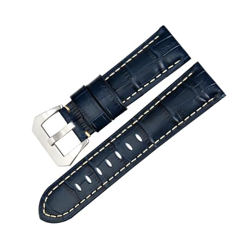 PUCHEN Leder-Uhrenarmband, 22mm, 24mm, 26mm, blau/braun/schwarz, Uhrenarmband für Herren und Damen, Uhrenzubehör, 24mm von PUCHEN