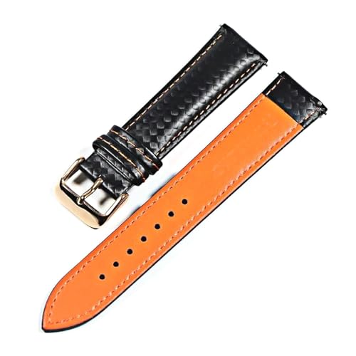 PUCHEN Leder-Uhrenarmband, Karbonfaser-Maserung, 18mm, 20mm, 22mm, Schnellverschluss-Uhrenarmband, 18mm von PUCHEN