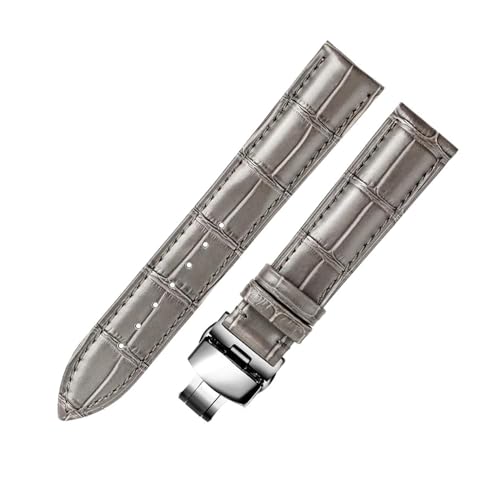 PUCHEN Lederarmband 14mm – 23mm, graues Uhrenarmband, Ersatzarmband für Herrenuhren + Installationswerkzeug, 21mm von PUCHEN