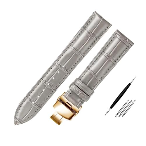 PUCHEN Lederarmband 14mm – 23mm, graues Uhrenarmband, Ersatzarmband für Herrenuhren + Installationswerkzeug, 23mm von PUCHEN